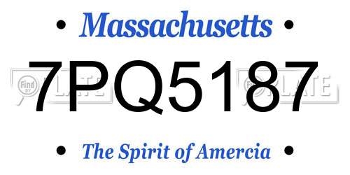 7PQ5187 Massachusetts License Plate