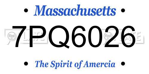 7PQ6026 Massachusetts License Plate