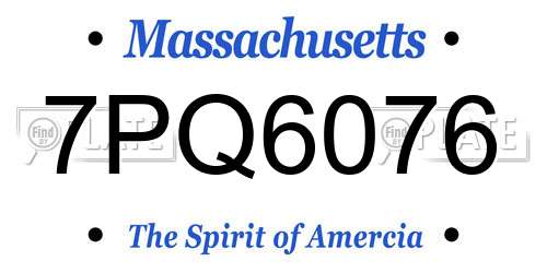 7PQ6076 Massachusetts License Plate