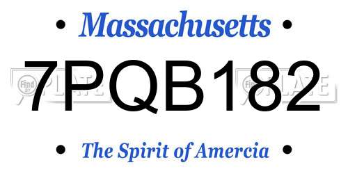 7PQB182 Massachusetts License Plate