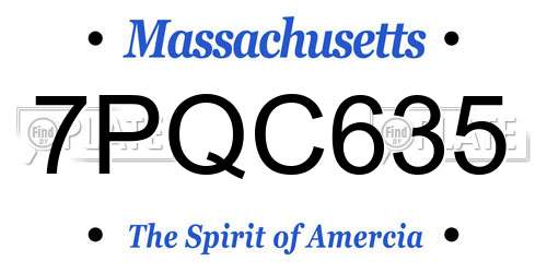 7PQC635 Massachusetts License Plate
