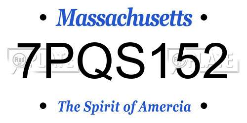 7PQS152 Massachusetts License Plate