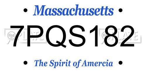 7PQS182 Massachusetts License Plate