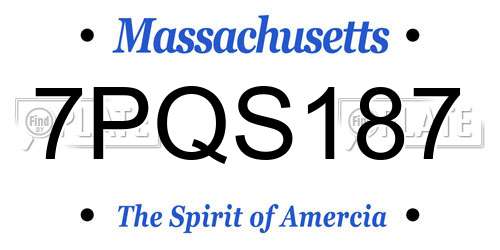 7PQS187 Massachusetts License Plate