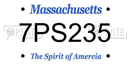 7PS235 Massachusetts License Plate