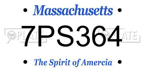 7PS364 Massachusetts License Plate