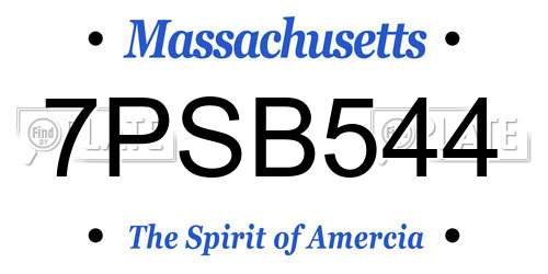 7PSB544 Massachusetts License Plate