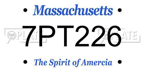 7PT226 Massachusetts License Plate