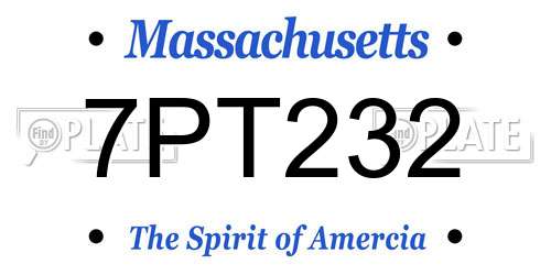 7PT232 Massachusetts License Plate