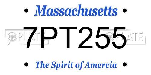 7PT255 Massachusetts License Plate