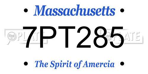 7PT285 Massachusetts License Plate