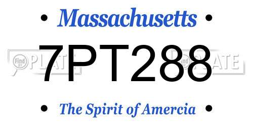 7PT288 Massachusetts License Plate