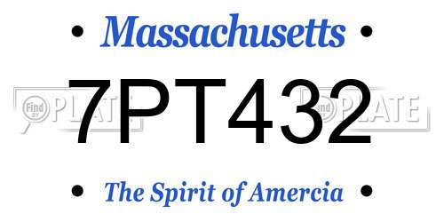 7PT432 Massachusetts License Plate