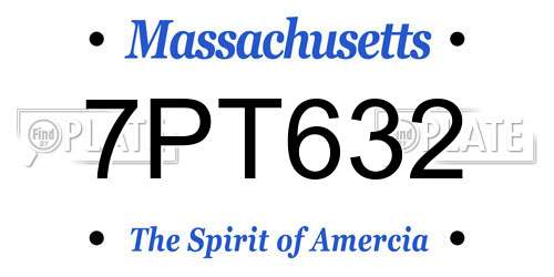 7PT632 Massachusetts License Plate