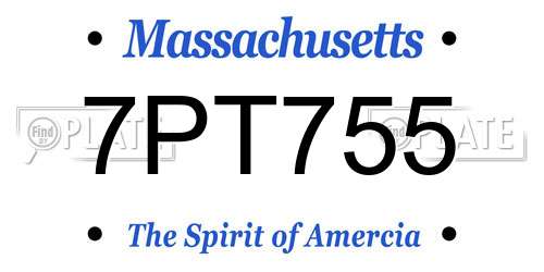 7PT755 Massachusetts License Plate