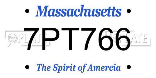 7PT766 Massachusetts License Plate