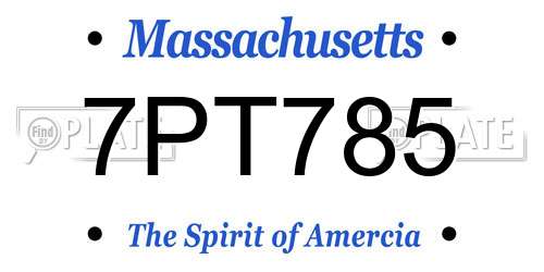 7PT785 Massachusetts License Plate