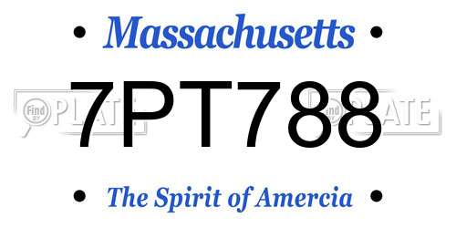 7PT788 Massachusetts License Plate