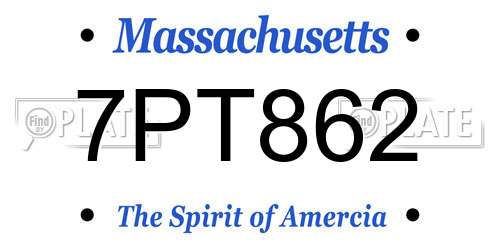 7PT862 Massachusetts License Plate