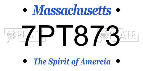 7PT873 Massachusetts License Plate