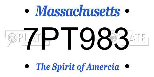7PT983 Massachusetts License Plate