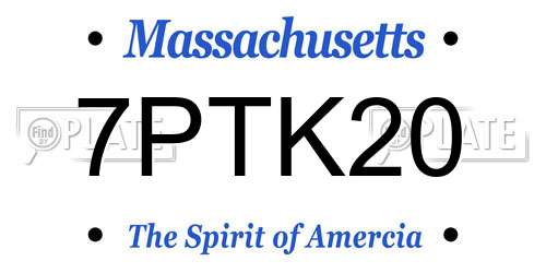 7PTK20 Massachusetts License Plate