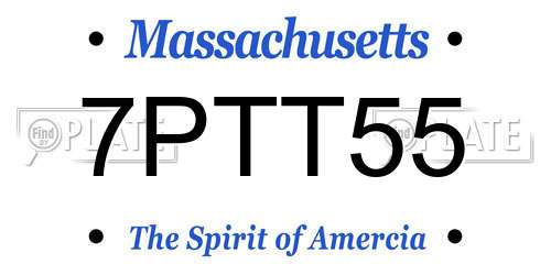 7PTT55 Massachusetts License Plate
