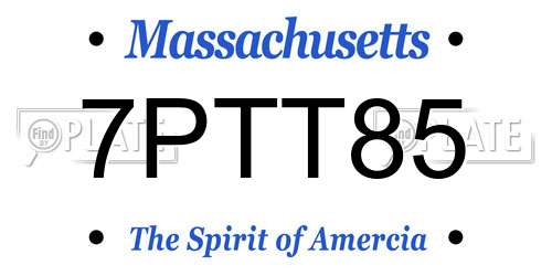 7PTT85 Massachusetts License Plate