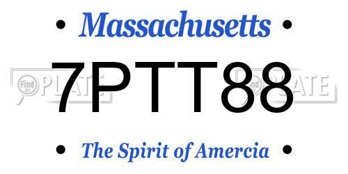 7PTT88 Massachusetts License Plate