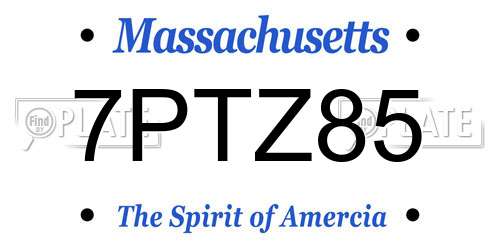 7PTZ85 Massachusetts License Plate