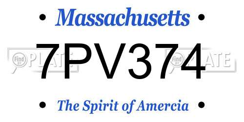7PV374 Massachusetts License Plate