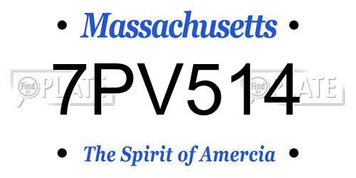 7PV514 Massachusetts License Plate