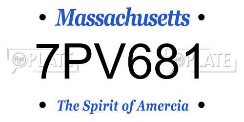 7PV681 Massachusetts License Plate
