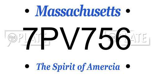 7PV756 Massachusetts License Plate