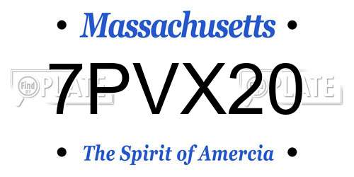 7PVX20 Massachusetts License Plate
