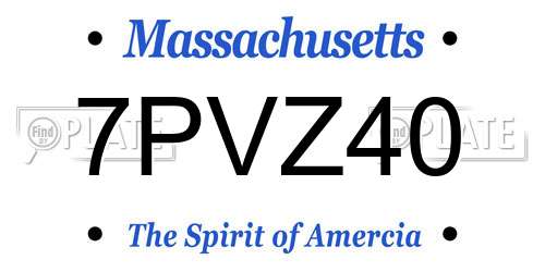 7PVZ40 Massachusetts License Plate