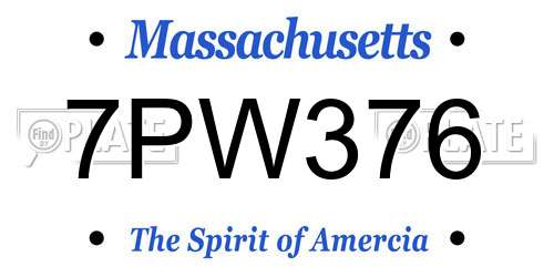 7PW376 Massachusetts License Plate