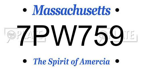 7PW759 Massachusetts License Plate