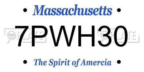 7PWH30 Massachusetts License Plate