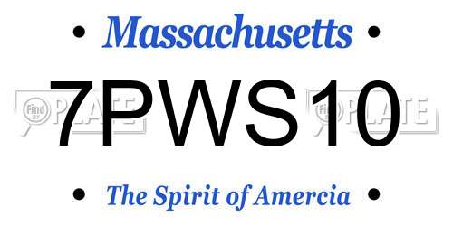 7PWS10 Massachusetts License Plate
