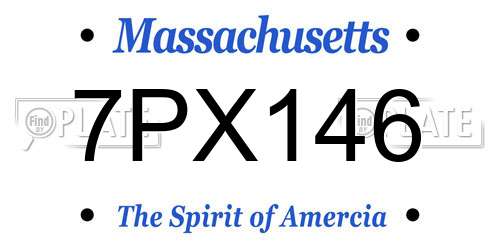 7PX146 Massachusetts License Plate