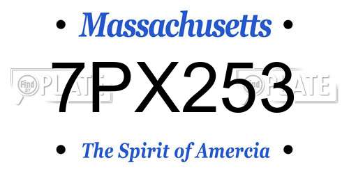 7PX253 Massachusetts License Plate