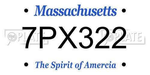 7PX322 Massachusetts License Plate