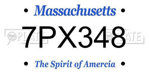 7PX348 Massachusetts License Plate