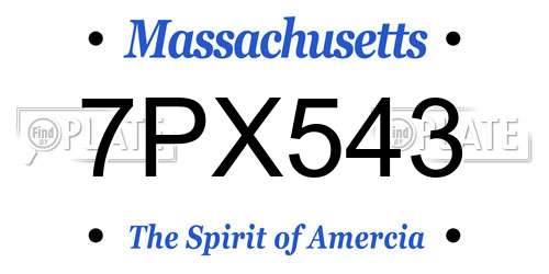 7PX543 Massachusetts License Plate
