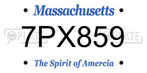 7PX859 Massachusetts License Plate