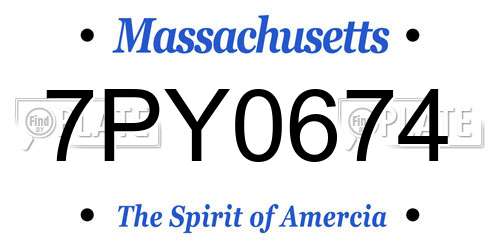 7PY0674 Massachusetts License Plate