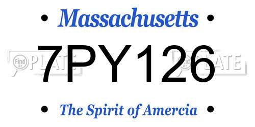 7PY126 Massachusetts License Plate