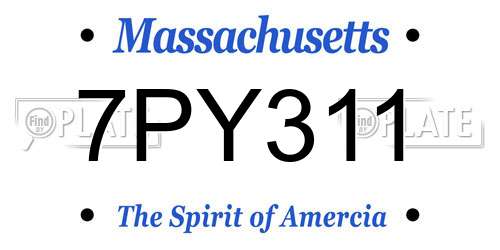 7PY311 Massachusetts License Plate