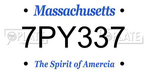 7PY337 Massachusetts License Plate
